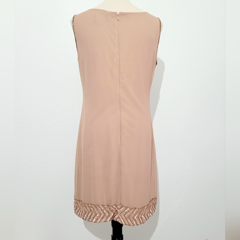 Adrianna Papell Evening Sleeveless Shift Dress Beaded Sequin Embellished Size 10 - Picture 5 of 11